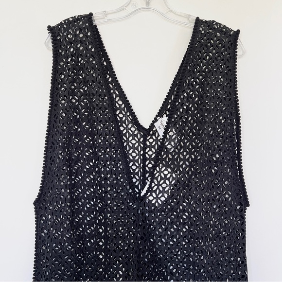 Wolford black sheer cotton eyelet cutout beach jumpsuit romper - Picture 3 of 10